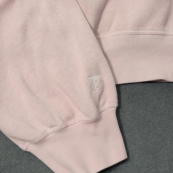 NWT Victoria's Secret PINK Cropped Polo Pullover Sweatshirt Pink Fleece Medium - Picture 2 of 8